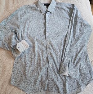 Report Collection Blue and White Patterned Shirt